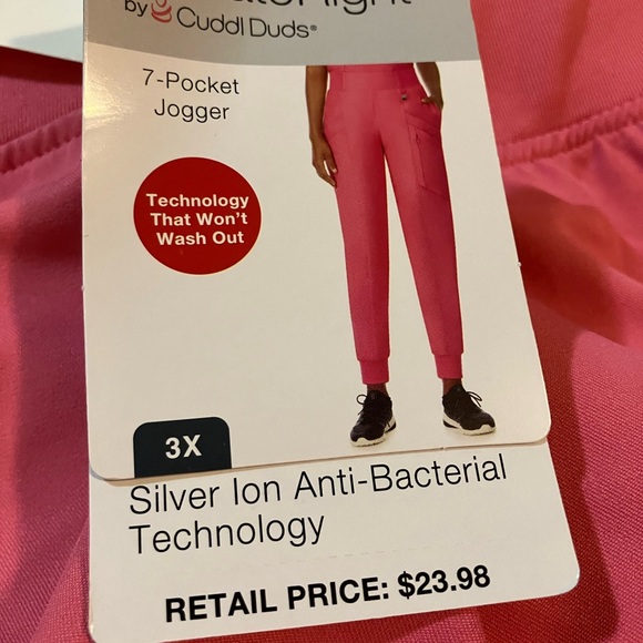 NWT ClimateRight 3X Pink 7 Pocket Jogger Scrub Pants - Picture 10 of 10